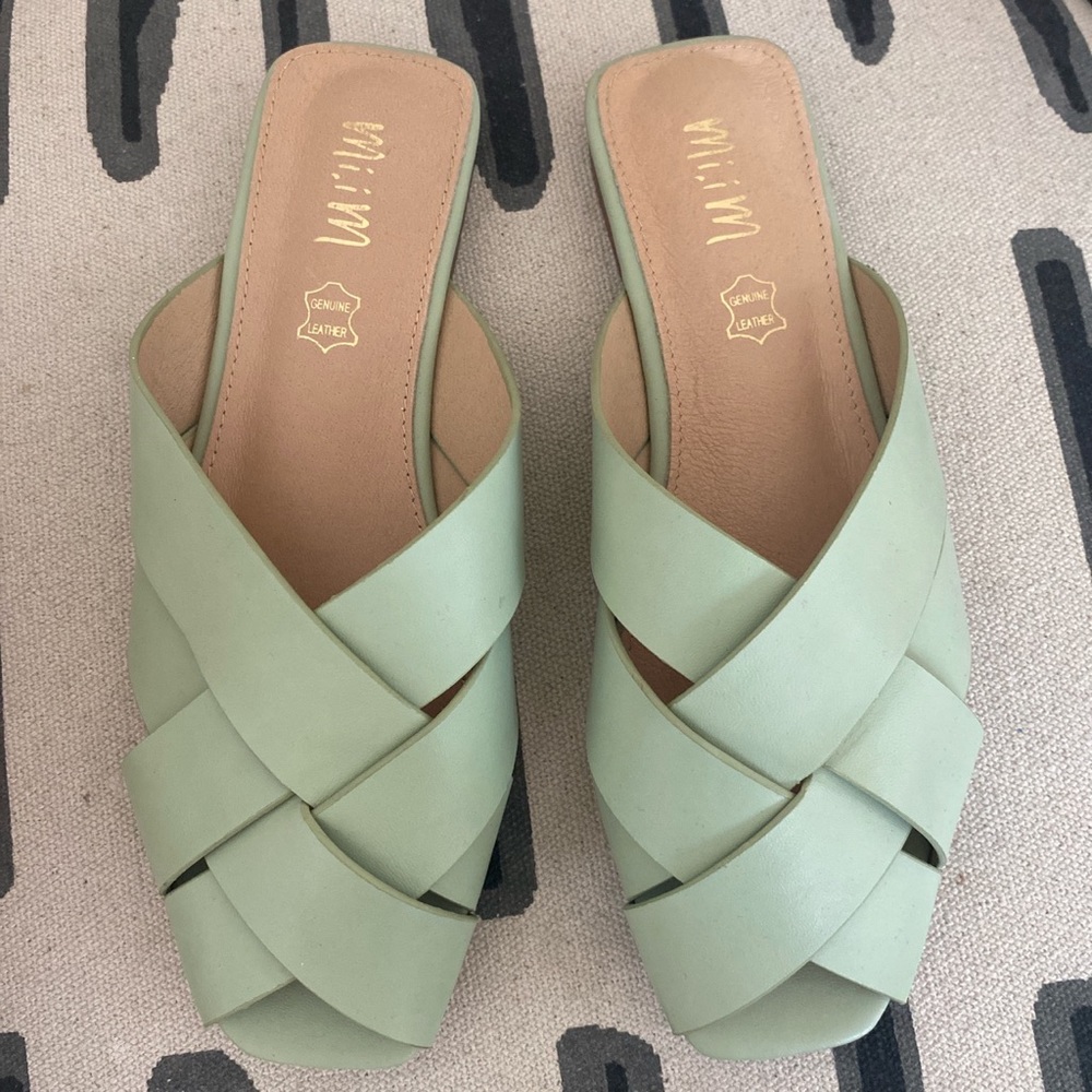 Pistachio vegan leather sandals